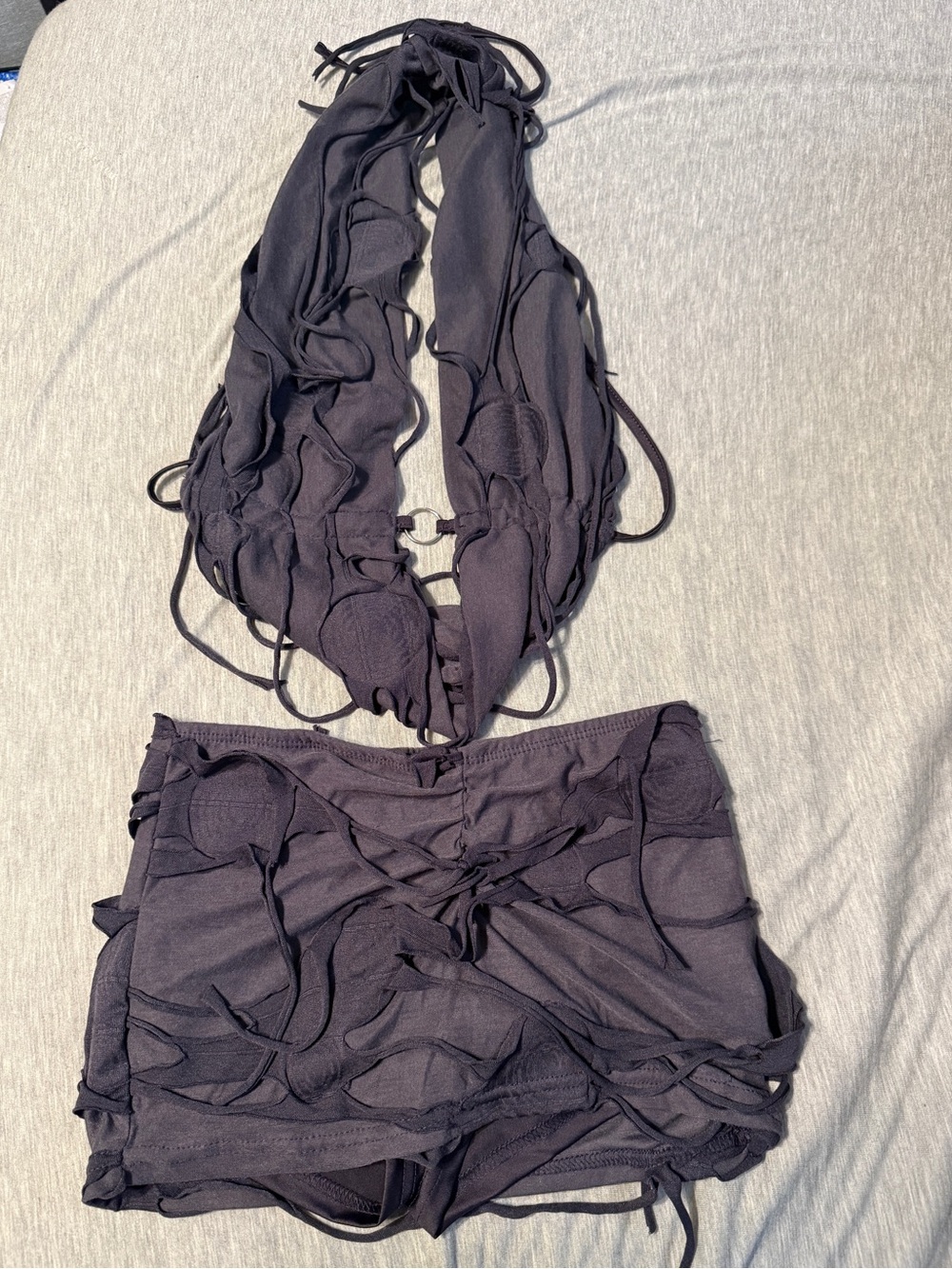 Women’s Grey Cutout Lace-Up Shorts - Unbranded